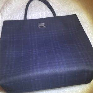Burberry Navy Blue Checkered tote bag